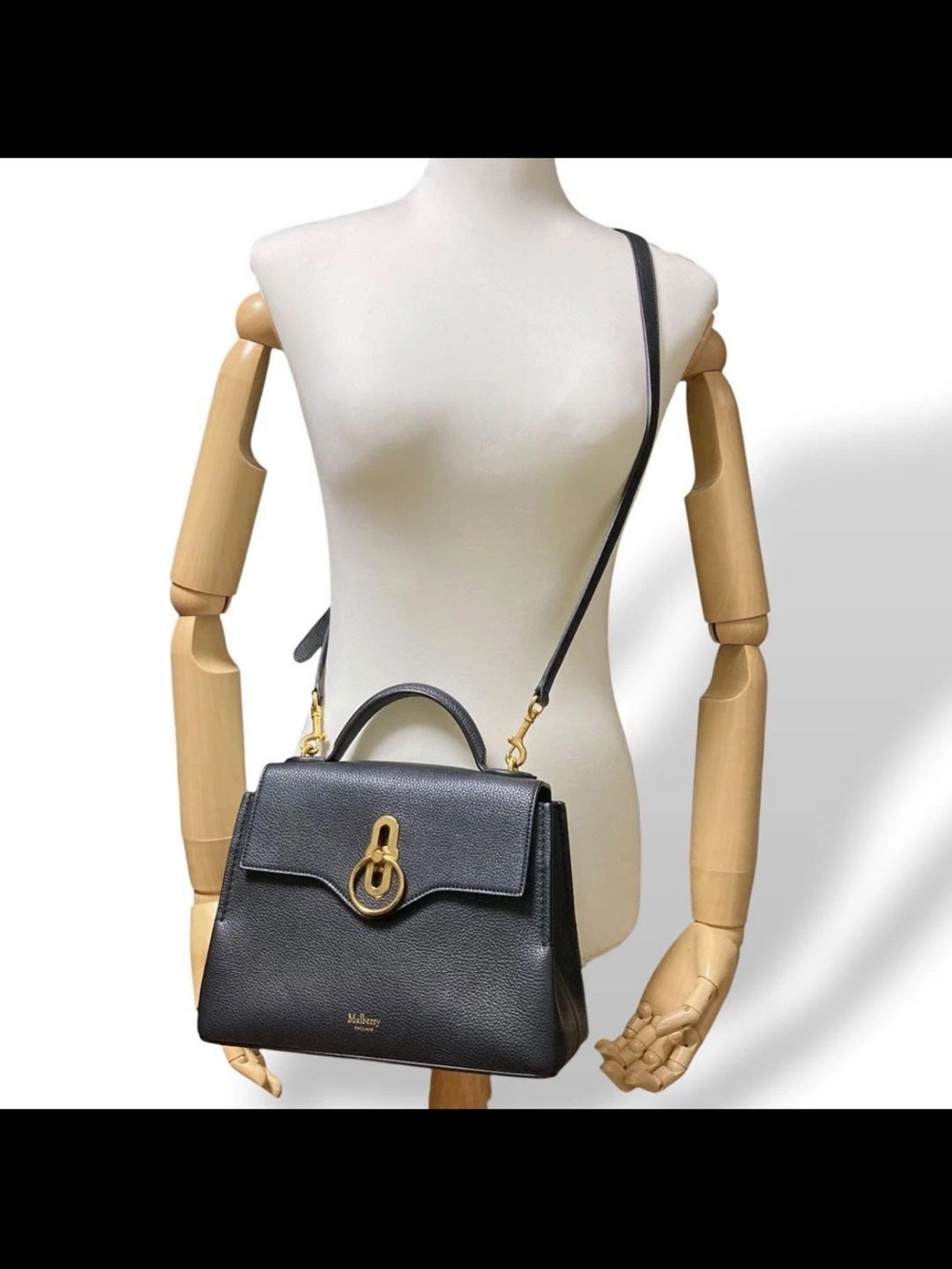 Mulberry Black Pebbled Leather Satchel with Gold Hardware - Picture 2 of 11